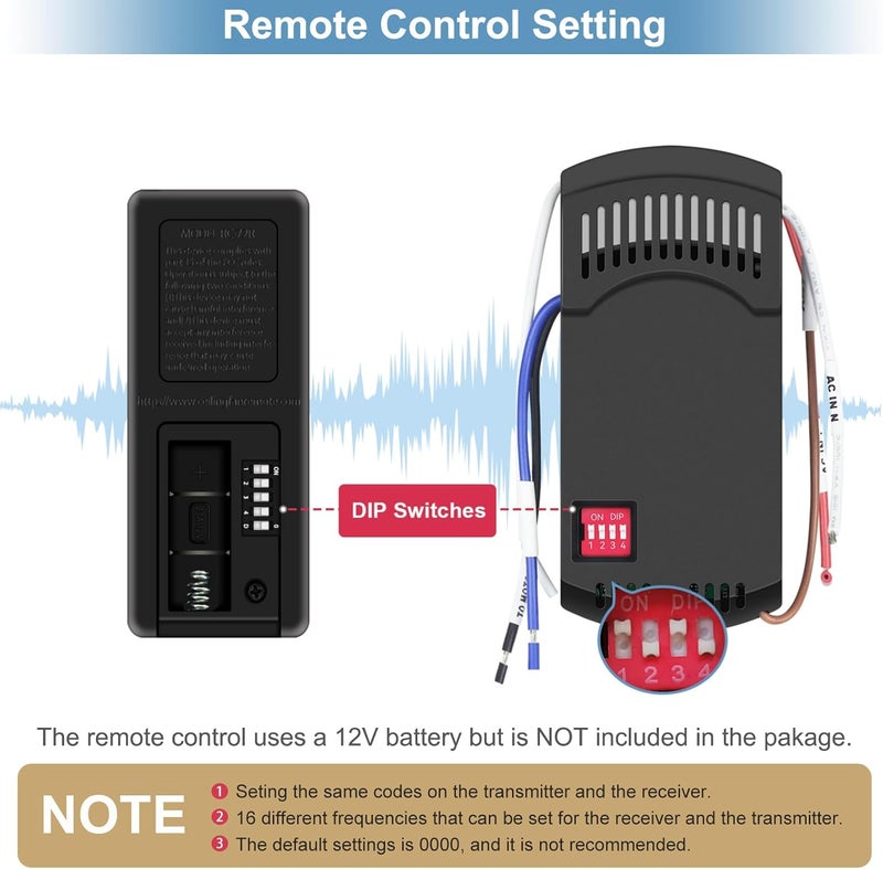 Onisamt Hampton Bay Fan Remote Kit,Universal Ceiling Fan Remote Control Replacement Hampton Bay Home Decorators Collection Hunter KUJCE10318, ZAAZPHD-3 Speed Control, Light Dimming,Time Delay,with Wall Mount - Image 4